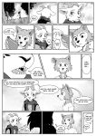 ! 2020 5_fingers antelope anthro backpack beastars black_and_white bovid canid canine canis child claws clothed clothing comic dialogue digital_media_(artwork) duo ear_twitch english_text eye_contact felid fingers fur gazelle hi_res horn hybrid legoshi_(beastars) leopard looking_at_another male mammal melon_(beastars) monochrome morsyr open_mouth pantherine scarf sharp_teeth shirt speech_bubble spots spotted_body spotted_fur standing t-shirt teeth text topwear tree turning walking wallet wolf young 