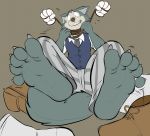  5_toes absurd_res anthro asphyxiation beastars canid canine canis choking clothed clothing cross-eyed duo feet foot_focus hi_res kinkycore legoshi_(beastars) male mammal rope toes wolf 