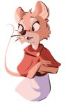  2020 anthro buckteeth clothed clothing don_bluth female fully_clothed fur hi_res mammal mouse mrs._brisby murid murine open_mouth rodent simple_background solo tan_body tan_fur teeth the_secret_of_nimh tohupo whiskers white_background 