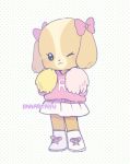  anthro ayu_(pixiv) bow_knot canid canine canis cheerleader clothing domestic_dog dress female invalid_tag lory_(maple_town) mammal maple_town palm_town rolly_(maple_town) solo 