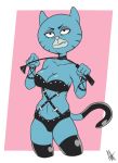  2020 anthro ashesg blue_body breasts cartoon_network cleavage clothed clothing domestic_cat dominatrix felid feline felis female front_view harness leather leather_harness legwear looking_at_viewer mammal mary_senicourt mature_female portrait riding_crop solo the_amazing_world_of_gumball thigh_highs three-quarter_portrait whip 
