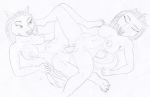  alpha_and_omega anthro breasts candy_(alpha_and_omega) canid canine canis claws dildo double_dildo duo eyes_closed female female/female graphite_(artwork) looking_pleasured mammal navel nipples pencil_(artwork) penetration sex sex_toy smile spread_legs spreading sweets_(alpha_and_omega) traditional_media_(artwork) unclesamtheman vaginal vaginal_penetration wolf 