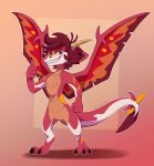  2020 ambiguous_gender anthro brown_hair claws digital_media_(artwork) dragon hair hi_res horn icelectricspyro membrane_(anatomy) membranous_wings red_eyes scales scalie smile solo western_dragon wings 