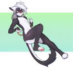  angry anthro blush bodily_fluids chain collar domestic_cat felid feline felis green_eyes hair hi_res looking_down male mammal nude pawpads paws proby skinny slim solo sweat waitress_(artist) white_hair 