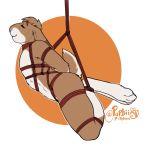  2020 ambiguous_gender anthro bdsm bondage bound brown_body brown_fur bunnt digital_media_(artwork) eyebrows eyelashes eyes_closed fur lagomorph leporid mammal rabbit rokemi solo toes 