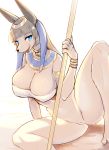 anbs-02 anime anthro anubis blue_eyes breasts canid canine canis clothed clothing conditional_dnp crunchobar deity egyptian egyptian_mythology female genitals hair hi_res jackal jewelry mammal middle_eastern_mythology mythology open_mouth partially_clothed pussy simple_background solo zenonzard 