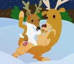  2020 canid canine canis capreoline cervid comet_(reindeer) domestic_dog duo female feral hi_res interspecies male male/female mammal olive_the_other_reindeer reindeer size_difference torinsangel wugi 