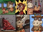  animal_crossing anonymous_artist anthro blood bodily_fluids bovid bovine burger cattle cooking cooking_pot cooking_vore cooking_with_furs death dismemberment duo eating female food gore gun hazel_(animal_crossing) hi_res killing mammal meat nintendo patty_(animal_crossing) ranged_weapon rodent sciurid smile video_games violence vore weapon 