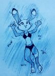  2020 anthro bird&#039;s-eye_view clothing disney female fur hi_res high-angle_view inktober inktober_2020 judy_hopps lagomorph leporid mammal midriff partially_submerged rabbit solo swimwear theblueberrycarrots water zootopia 