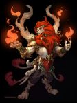  2020 4_toes amarian anthro black_background elemental_manipulation felid fire fire_manipulation full-length_portrait hi_res hindpaw jewelry lion magic male mammal mane multi_tail orange_mane pantherine paws portrait simple_background solo tan_body text toes url 