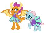  anthro arthropod blue_body blue_eyes blush changeling cheerleader_outfit clothed clothed_feral clothing embarrassed female feral friendship_is_magic hasbro hentaib hi_res horn membrane_(anatomy) membranous_wings multicolored_body multicolored_scales my_little_pony no_pupils ocellus_(mlp) open_mouth open_smile scales simple_background smile smolder_(mlp) standing two_tone_body two_tone_scales vee_stitch white_background wings 