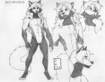  anthro bastian_mccready bastian_vaadia canid canine canis dreadwolfclaw1990 hi_res male mammal model_sheet monochrome muscular muscular_anthro muscular_male solo wolf 