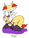  anthro big_breasts braixen breasts clothed clothing ear_tuft eyes_closed female genitals hi_res hip_tuft kneesocks lingerie nintendo nipples partially_clothed pok&eacute;mon pok&eacute;mon_(species) pose pussy realius simple_background solo thick_thighs tuft video_games 
