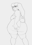  anthro big_butt bottomless bra breasts butt butt_grab clothed clothing conditional_dnp eyewear female glasses hand_on_butt hi_res lagomorph legwear leporid long_ears mammal mature_female overweight overweight_anthro overweight_female rabbit short_tail slightly_chubby solo stockings thick_thighs underwear xopachi 
