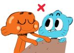  anthro bed bedding blanket cartoon_network darwin_watterson domestic_cat duo eyebrows eyes_closed felid feline felis fish furniture general_proton gumball_watterson looking_at_another male male/male mammal marine raised_eyebrows smile the_amazing_world_of_gumball tucking_in 