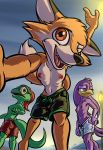  2020 anthro avian bassybefuddle beach beak bird breasts brown_nose canid canine casual_exposure clothed clothing countershade_face countershade_torso countershading darma_(rock_dog) dreamworks feathers female flat_chested fox fur green_body green_scales group hair hand_on_hip hi_res hirundinid lizard lizzie_green_(dreamworks) looking_aside looking_at_viewer mammal multicolored_body multicolored_fur navel nipples one_eye_closed open_mouth orange_body orange_fur oscine partially_clothed passerine public public_exposure purple_body purple_feathers rear_view red_hair reptile rock_dog scales scalie seaside selfie shocked smile sonic_riders sonic_the_hedgehog_(series) standing swallow_(bird) swimming_trunks swimwear teeth tongue topless topless_female two_tone_body two_tone_fur wave_the_swallow white_body white_countershading white_fur wink yellow_beak 