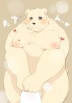  &lt;3 0119_muu 2020 anthro balls belly blush genitals hi_res humanoid_hands japanese_text kemono male mammal moobs nipples overweight overweight_anthro overweight_male solo text towel ursid 