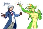  classy claws duo flower gesture green_body hair hi_res human humanoid lee_chaolan male mammal marine membrane_(anatomy) merfolk michafrar one_eye_closed plant rikuo rose_(flower) smile thumbs_up webbed_hands white_hair 