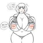  1:1 anonymous_artist big_breasts bra breasts clothed clothing dialogue duo english_text female huge_breasts human human_only lips mammal nipple_mouth not_furry overweight overweight_female panties text translucent translucent_clothing underwear unknown_artist 