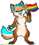  accessory anthro canid canine chibi cute_fangs ears_up fennec fox girly hair_accessory hair_bow hair_ribbon lgbt_pride male mammal pride_colors rainbow rainbow_flag rainbow_pride_flag rainbow_symbol ribbons smile snowleopurrd_(artist) solo toby_fennec 
