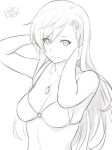  1girl bikini breasts closed_mouth jewelry kiikii_(kitsukedokoro) long_hair looking_at_viewer maria_traydor monochrome necklace simple_background solo star_ocean star_ocean_anamnesis star_ocean_till_the_end_of_time swimsuit white_background 