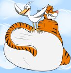  avian big_butt bird butt delivery_(commerce) delivery_stork diaper duo fatalsyndrome felid feral hi_res huge_butt male mammal pantherine sky stork thick_thighs tiger 