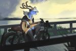  anthro capreoline cervid feliscede guitar hi_res mammal motorcycle musical_instrument plucked_string_instrument reindeer string_instrument vehicle 