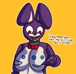  bonnie_(fnaf) bow_tie breasts crisis-omega female five_nights_at_freddy&#039;s hi_res lagomorph leporid mammal necktie purple_eyes rabbit solo text video_games 