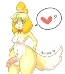  &lt;3 ? animal_crossing anthro balls big_butt big_penis blue_eyes blush bow boxollie breasts butt canid canine canis domestic_dog fur genitals gynomorph hair hand_on_butt hand_on_hip huge_butt intersex isabelle_(animal_crossing) looking_at_viewer mammal neck_bow nintendo nipples nude open_mouth penis shih_tzu simple_background small_breasts solo standing teeth thick_thighs tongue toy_dog vein video_games white_background wide_hips yellow_body yellow_fur 