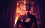  16:10 2020 5_fingers anthro black_body black_fur black_hair breasts canid canine canis choker clothed clothing detailed_background digital_media_(artwork) domestic_dog female fingers fur hair hi_res jewelry lynjox lynxyjones mammal necklace solo widescreen 