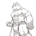  2020 anthro asian_clothing barazoku bulge canid canine canis clothing domestic_dog east_asian_clothing fundoshi humanoid_hands japanese_clothing kemono low_res male mammal muscular muscular_anthro muscular_male nipples ojijinotete pecs simple_background sketch solo underwear white_background 