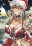  1girl animal_ears bell bell_collar breasts cleavage collar fate/grand_order fate_(series) highres looking_at_viewer red_nails santa_costume suzuka_gozen_(fate) suzuka_gozen_(santa)_(fate) tgxx3300 