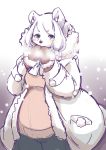  2020 anthro clothed clothing coat female fur hair handwear kemono mammal mittens polar_bear setouchi_kurage snow topwear ursid ursine white_body white_fur white_hair 