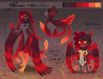  2020 aimi anthro areola avian bird breasts digital_media_(artwork) feathered_wings feathers female model_sheet nipples non-mammal_breasts red_body red_feathers smile solo wings 