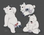  2020 anthro anus balls belly black_nose blush butt cartoon_network diabolical_xoxo erection fur genitals ice_bear male mammal overweight overweight_anthro overweight_male penis polar_bear sitting solo spooktoons tongue tongue_out ursid ursine we_bare_bears white_body white_fur 