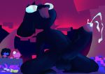  absurd_res balls black_body black_fur bodily_fluids capsut cum deltarune detailed_background ejaculation eyewear female fur genital_fluids genitals glasses hands-free hi_res kneeling kris_(deltarune) looking_pleasured male male_focus nude open_mouth penis purple_body ralsei surprised_expression susie_(deltarune) video_games 