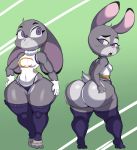  anthro big_butt breasts butt clothing cosplay disney female hi_res holding_butt huge_butt judy_hopps lagomorph leporid looking_back mammal miruko my_hero_academia purple_yoshi_draws rabbit short_stack small_breasts solo thick_thighs thong underwear wide_hips zootopia 