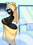  absurd_res alien breasts butt duck_dodgers female hi_res looking_at_viewer martian queen_tyr&#039;ahnee shower solo steam superspoe towel 