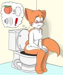  absurd_res anthro bathroom bittersweet_candy_bowl blush breasts domestic_cat emoji eyewear felid feline felis female fur glasses hi_res implied_fart implied_scat mammal nervous notmypornaccount nude roxy_(bcb) simple_background sitting solo teenager toilet toilet_use webcomic young 