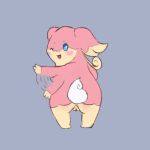  1:1 anus audino blush butt_slap colored_sketch female feral genitals low_res nintendo obscenecanary pok&eacute;mon pok&eacute;mon_(species) pussy simple_background slap solo tail_tuft tuft video_games white_tail 