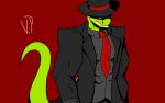  16:10 anthro black_tie_(suit) clothing fedora green_body green_skin hat headgear headwear humanoid lizard male muscular red_tie reptile scalie spoctor_theory suit vamrack widescreen 