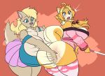  anthro big_breasts breasts butt canid canine canis clothing domestic_dog duo female hair hi_res kaboozle mammal spanking 