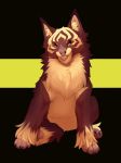  2020 ambiguous_gender brown_body brown_fur digital_media_(artwork) feral fur hi_res kubrow lynjox lynxyjones sitting solo tan_body tan_fur video_games warframe yellow_eyes 