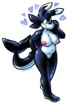  anthro belly big_breasts black_body black_skin breasts cetacean delphinoid female fin full-length_portrait hair imperial_loser mammal marine nude oceanic_dolphin orca portrait short_hair slightly_chubby solo toothed_whale white_belly 
