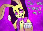  2020 ? anthro big_ears black_eyebrows bow_tie buckteeth candyxxxcorpse claws clothed clothing curtains dialogue english_text eyebrows eyelashes five_nights_at_freddy&#039;s five_nights_at_freddy&#039;s_vr:help_wanted fnaf_vr_help_wanted glitchtrap gloves half-closed_eyes handwear hypnosis inviting lagomorph leporid long_ears long_whiskers looking_at_viewer male mammal mind_control multicolored_eyes narrowed_eyes open_mouth pink_eyes pink_tongue psychopath purple_eyelids purple_nose question rabbit raised_arm sharp_teeth smile solo stage_curtains standing stitch_(disambiguation) teeth text tongue topwear vest video_games whiskers white_eyes yellow_body yellow_ears 