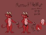  andromorph anthro anus canid canine clothing costume demon dildo fur fursuit genitals hellfurred hi_res horn intersex mammal model_sheet murrsuit pussy red_body red_fur reference_image sex_toy spade_tail strapon zipper 