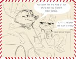  2020 absurd_res anthro border canid canine clothed clothing comic cup dialogue disney duo english_text fox fully_clothed fur furniture hi_res holding_cup holding_object judy_hopps lagomorph leporid mammal nick_wilde open_mouth open_smile qalcove rabbit reclining red_fox sketch smile sofa speech_bubble text white_border zootopia 