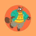  1:1 2020 animal_crossing anthro bottomwear brown_body brown_fur canid canine clothing fur hi_res javigameboy kemono male mammal nintendo overweight overweight_anthro overweight_male pants paws raccoon_dog simple_background solo sweater tanuki tom_nook_(animal_crossing) topwear video_games 