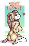  9:14 absurd_res anthro anus breasts clothing collar eyeshadow female genitals gloves handwear hi_res lagomorph legwear leporid looking_at_viewer looking_back luraiokun makeup mammal pussy rabbit side_boob solo sonic_the_hedgehog_(series) text thigh_highs vanilla_the_rabbit 