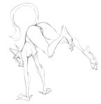  2018 action_pose all_fours anthro breasts cat claws feline female fur guoh legs_up looking_back mammal monochrome nipples nude pose pussy raised_tail simple_background sketch smile solo white_background 